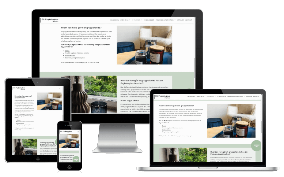 Ny hjemmeside til psykologerne i Dit Psykologhus i Aarhus