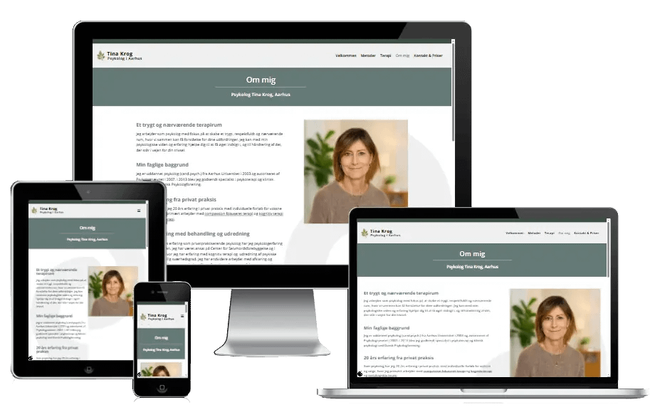 Hjemmeside til psykolog Tina Krog - Aarhus